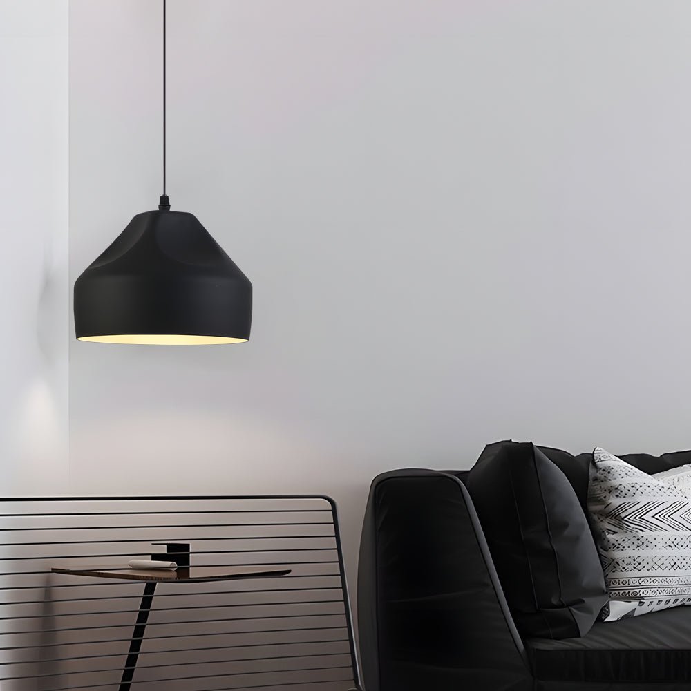 Pleat Box LED Pendant Light – 1-Light Black/White Aluminum Hanging Lamp