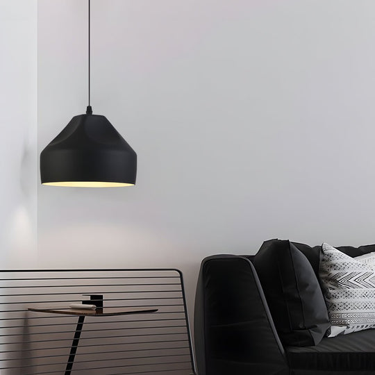 Pleat Box LED Pendant Light – 1-Light Black/White Aluminum Hanging Lamp