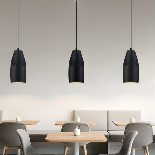Pleat Box LED Pendant Light – 1-Light Black/White Aluminum Hanging Lamp