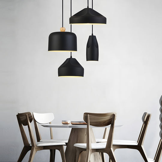 Pleat Box LED Pendant Light – 1-Light Black/White Aluminum Hanging Lamp