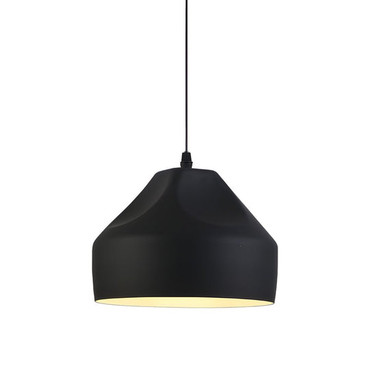 Pleat Box LED Pendant Light – 1-Light Black/White Aluminum Hanging Lamp