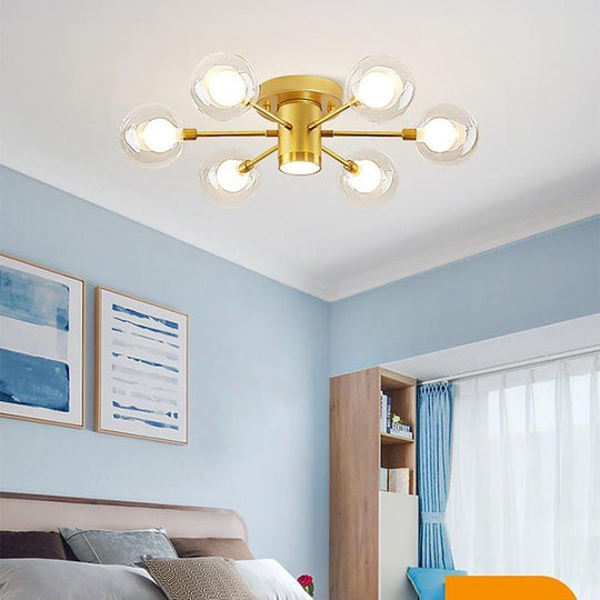 Globe Metal Glass Industrial LED Flush Mount Ceiling Light