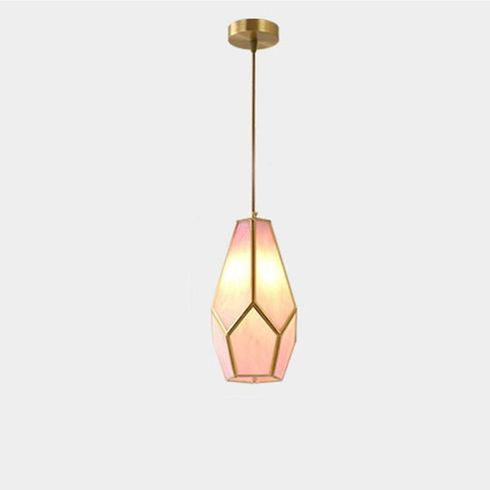 Elongated Cylindrical Glass &amp; Metal LED Pendant Light