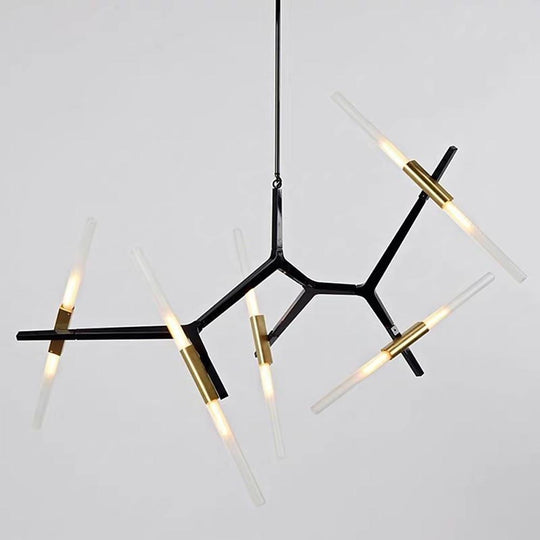 Industrial Sputnik 10-Light LED Chandelier – Black &amp; Gold