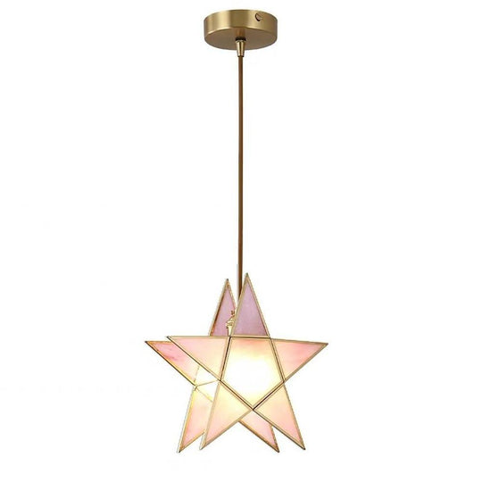 Double Star LED Copper &amp; Glass Pendant Light