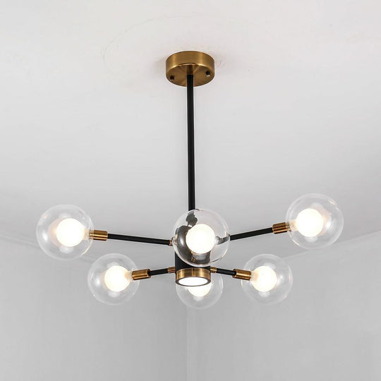 6-Light LED Glass &amp; Metal Modern Chandelier for Kitchen Island Lighting