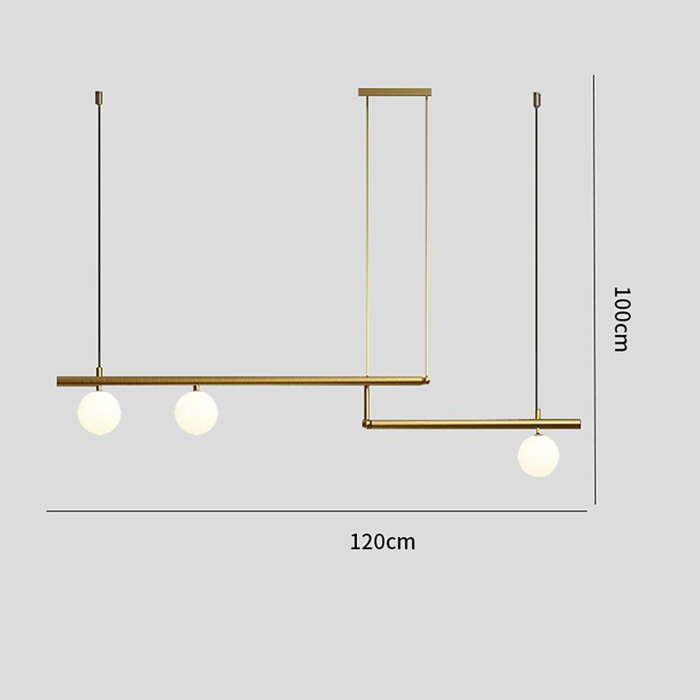 Minimalist Modern Linear Globe Pendant Lighting Copper Glass Kitchen &amp; Dining Room Light