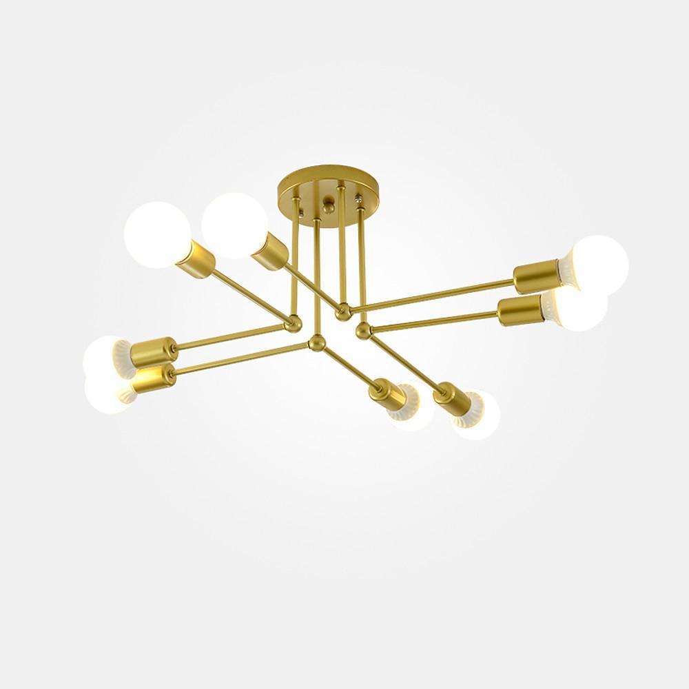 8-Light Modern Linear Gold Flush Mount LED Ceiling Light