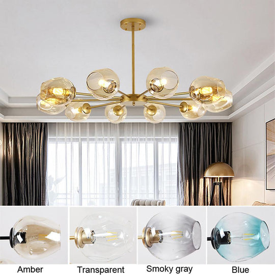Glass Globe LED Electroplated Nordic Sputnik Chandelier Hanging Ceiling Light