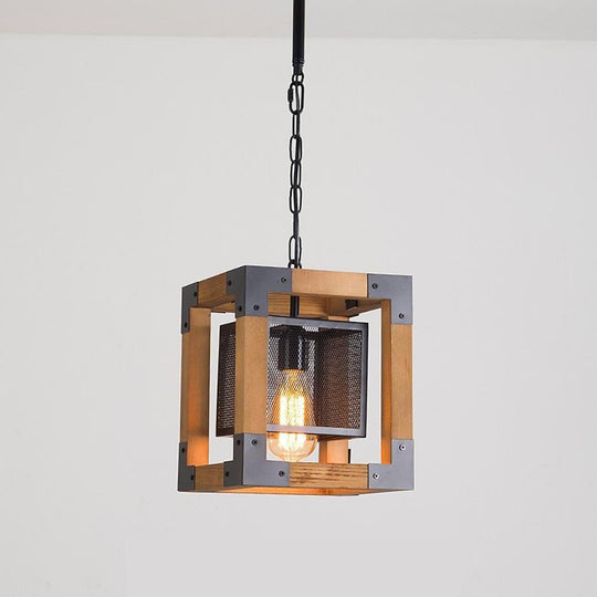 Rustic Industrial Linear Wood &amp; Metal Chandelier