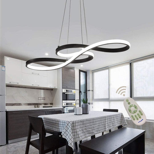 Geometric Wave Semi-Flush Chandelier – Metal &amp; Silica Gel