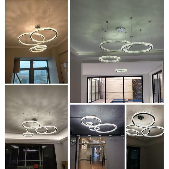 4-Ring Gold Modern Crystal LED Chandelier
