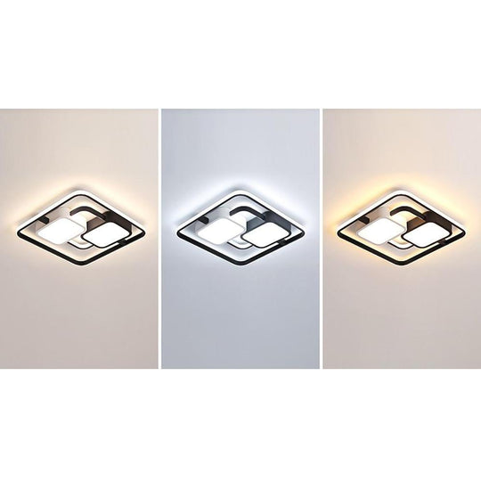 Circles Rectangles Dimmable LED Modern Ceiling Light Flush Mount