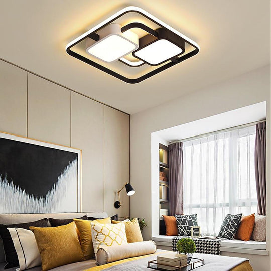 Circles Rectangles Dimmable LED Modern Ceiling Light Flush Mount