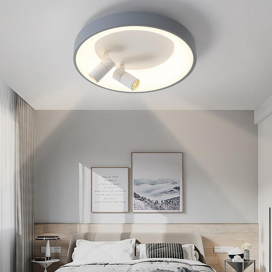LED Circle White &amp; Black Flush Mount Ceiling Light