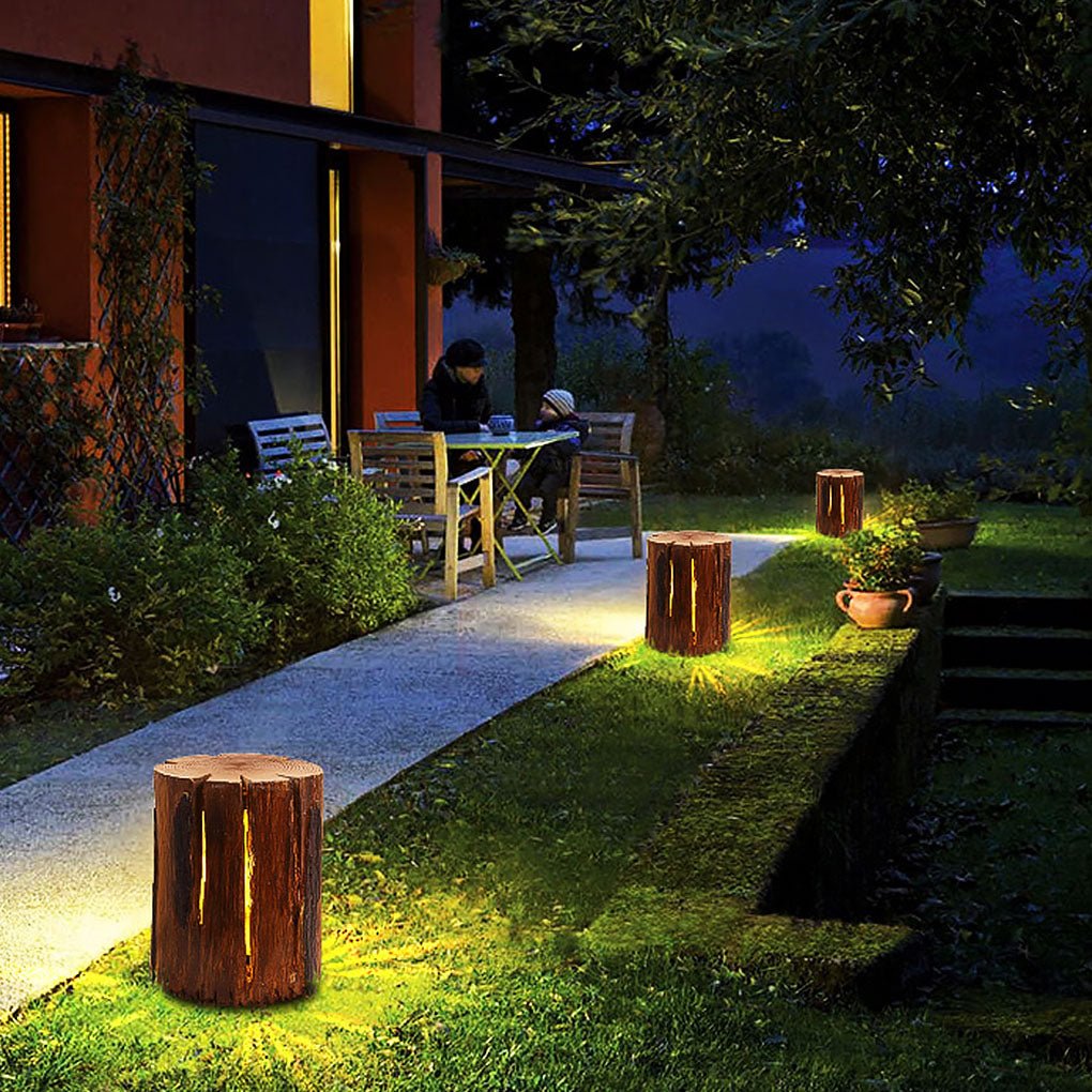 Resin Tree Stump Outdoor Light Rustic Decorative Garden Lawn LED Lamp