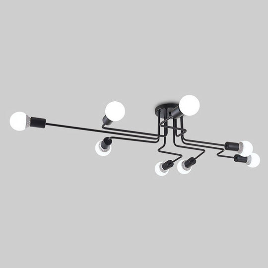 Retro Creative Industrial Style LED Three-color Light Ceiling Lamp with 8 Light Heads
