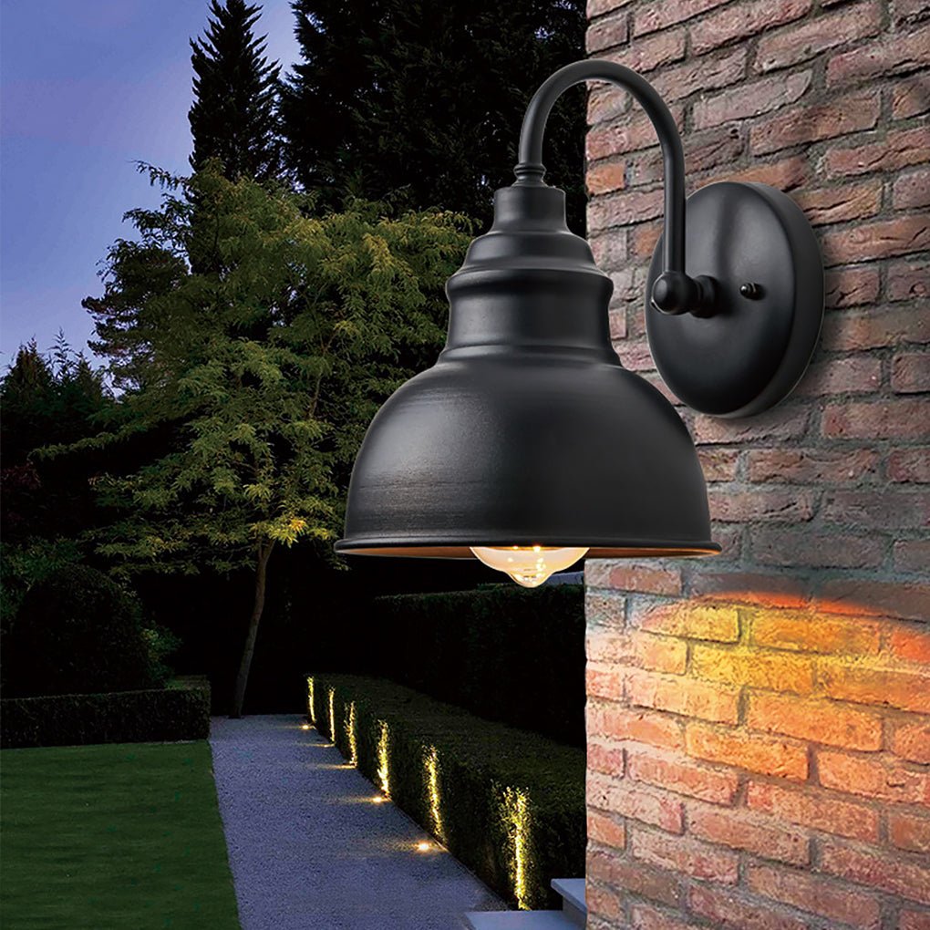Retro Black LED Outdoor Wall Sconce with Light Sensor