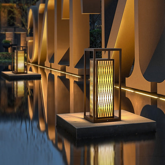 Classic Asian Courtyard Rectangular LED Outdoor Light