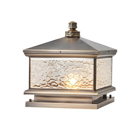 Retro Square Antique Brass Pier Mount Post Light
