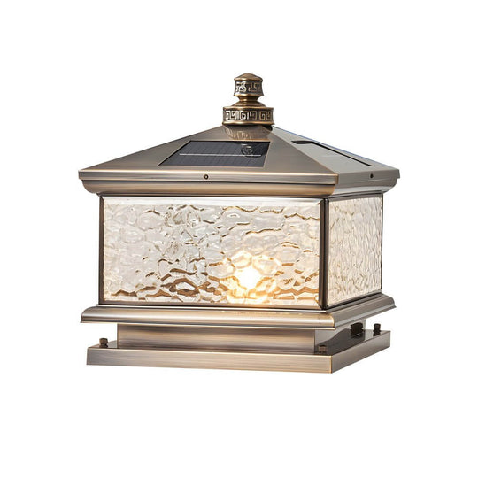 Retro Square Antique Brass Pier Mount Post Light