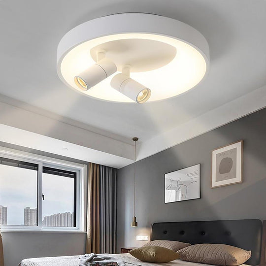 LED Circle White &amp; Black Flush Mount Ceiling Light