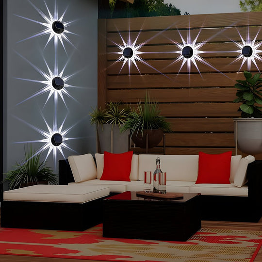 Round 9 LED Solar Petal Wall Light 3 Mode with Remote Outdoor Wall Sconce Lamp Waterproof Wall Mount Lighting