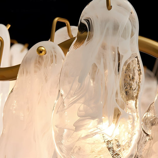 Round &amp; Long Wave Glass Clouds LED Chandelier – 3-Step Dimming