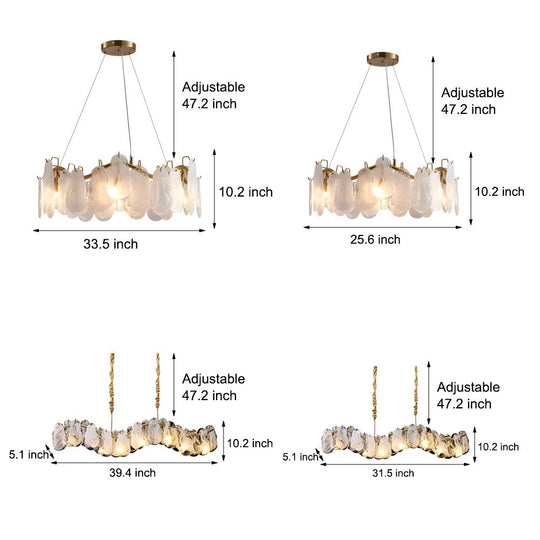 Round &amp; Long Wave Glass Clouds LED Chandelier – 3-Step Dimming