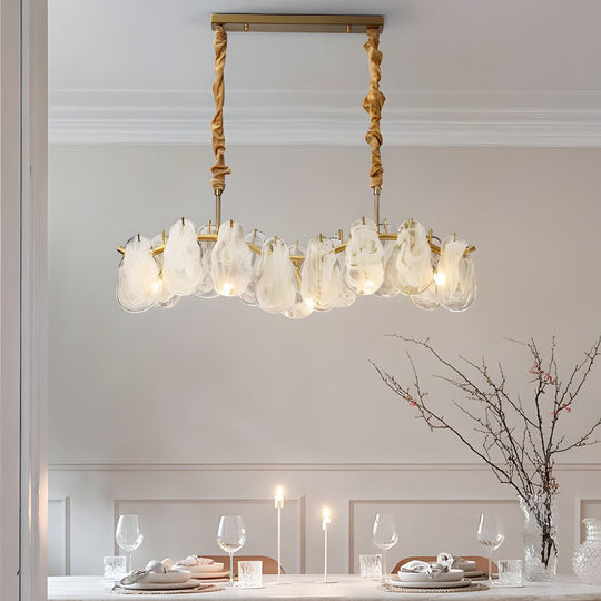 Round &amp; Long Wave Glass Clouds LED Chandelier – 3-Step Dimming