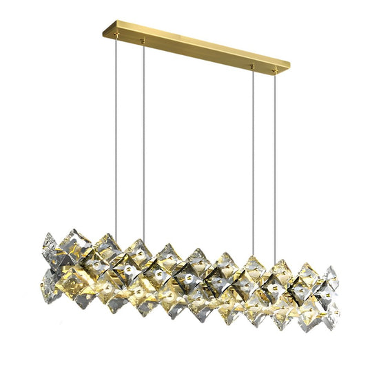 Round Luxury Long Crystal Copper Post Modern Chandelier Dining Room Lights