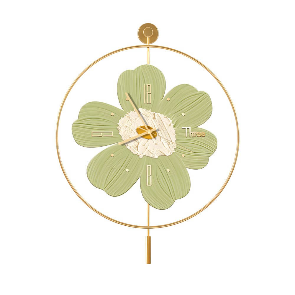 Round Metal Battery Operated LED Flower Wall Clock