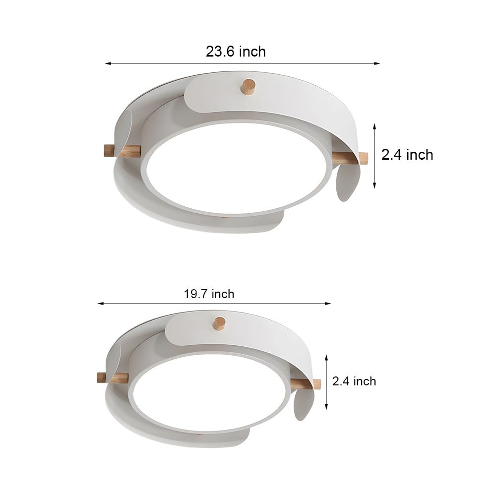 Nordic Round Wood Drum Flush Mount Ceiling Light