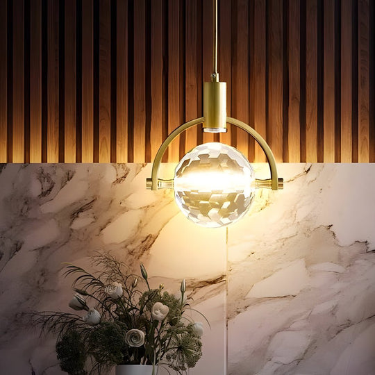 Round &amp; Semicircle Crystal Ball Pendant Lamp – Modern LED Design