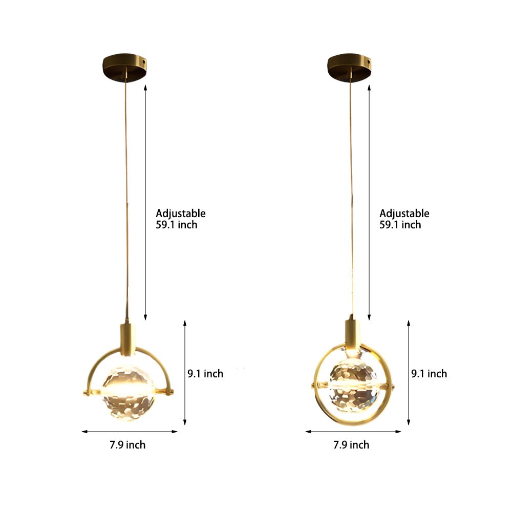 Round &amp; Semicircle Crystal Ball Pendant Lamp – Modern LED Design