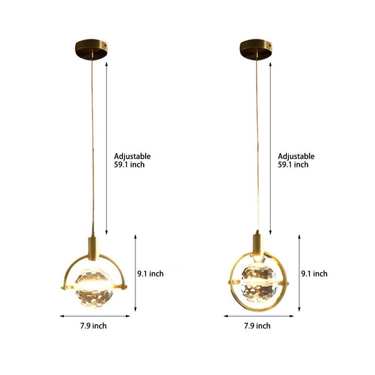 Round &amp; Semicircle Crystal Ball Pendant Lamp – Modern LED Design