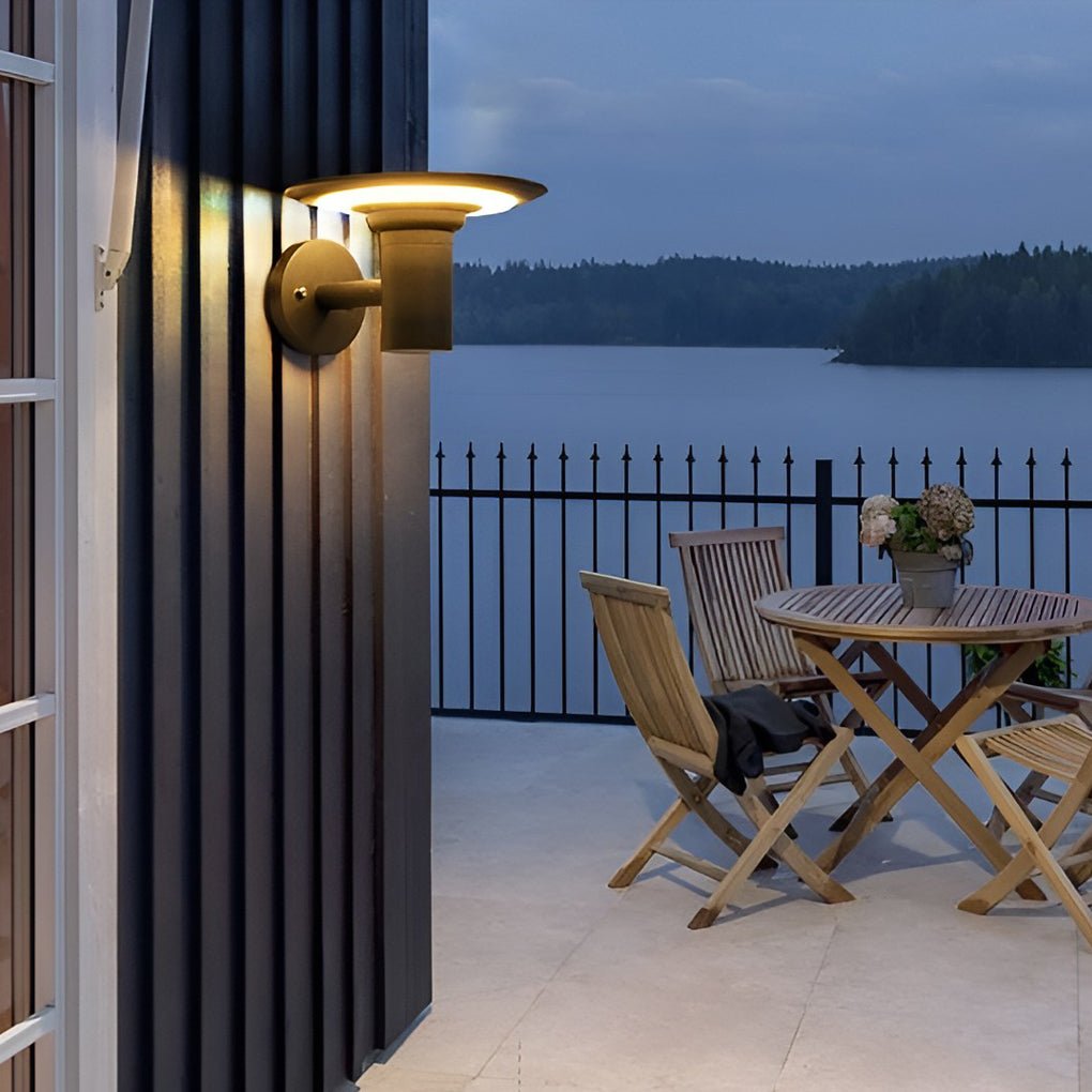 Round UFO-Shaped Solar LED Outdoor Wall Sconce Waterproof Light
