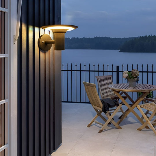 Round UFO-Shaped Solar LED Outdoor Wall Sconce Waterproof Light