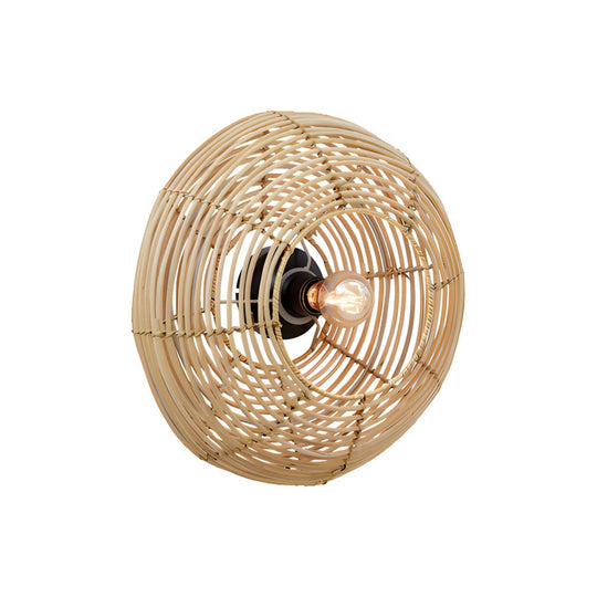 Round Woven Minimalist Wabi-Sabi Modern Hanging Ceiling &amp; Wall Lamp