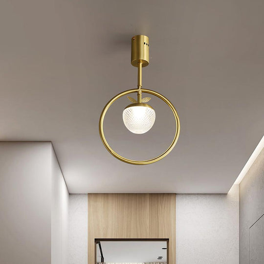 Circle LED Gold Flush Mount Ceiling Light – Modern Nordic Acrylic &amp; Copper Design