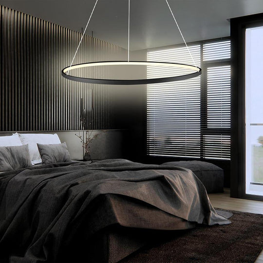 Round Geometric 30 W Single-Ring Integrated LED Pendant – Modern &amp; Dimmable