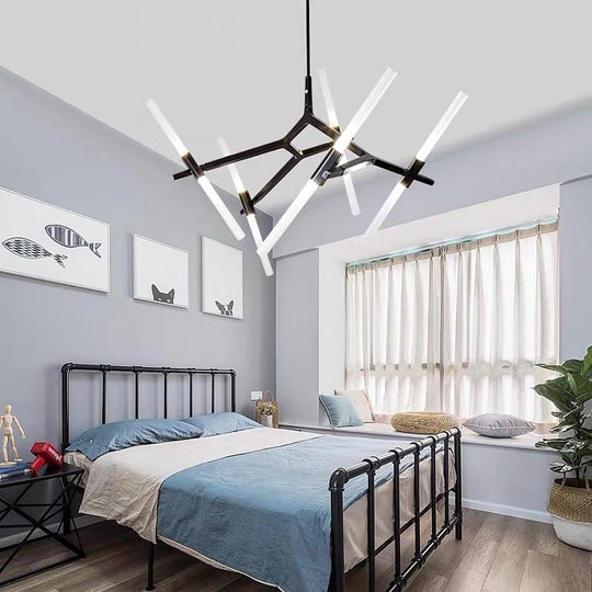 Industrial Sputnik 10-Light LED Chandelier – Black &amp; Gold