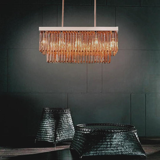Rectangular Double-Layer Crystal LED Chandelier