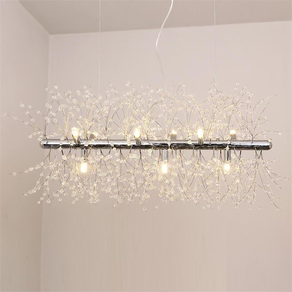 Luxury Modern LED Pendant Light – Electroplated Metal &amp; Crystal Branch Design