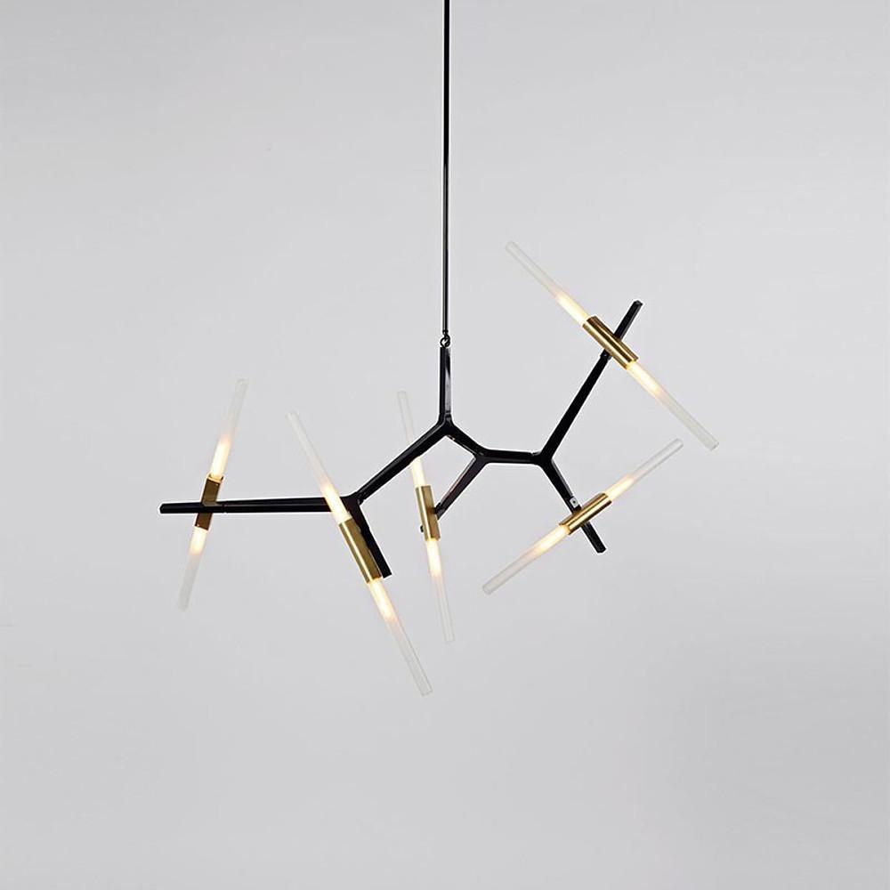 Industrial Sputnik 10-Light LED Chandelier – Black &amp; Gold