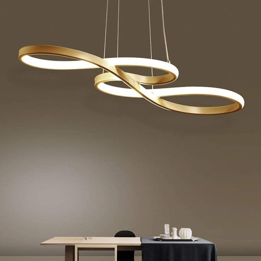 Geometric Wave Semi-Flush Chandelier – Metal &amp; Silica Gel