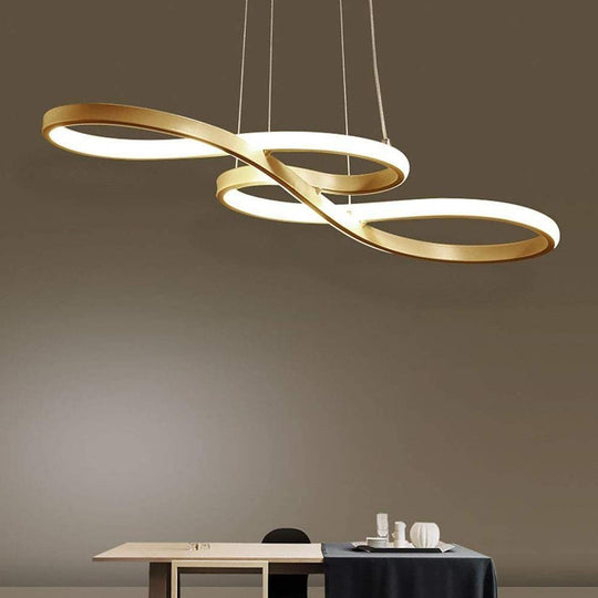 Geometric Wave Semi-Flush Chandelier – Metal &amp; Silica Gel