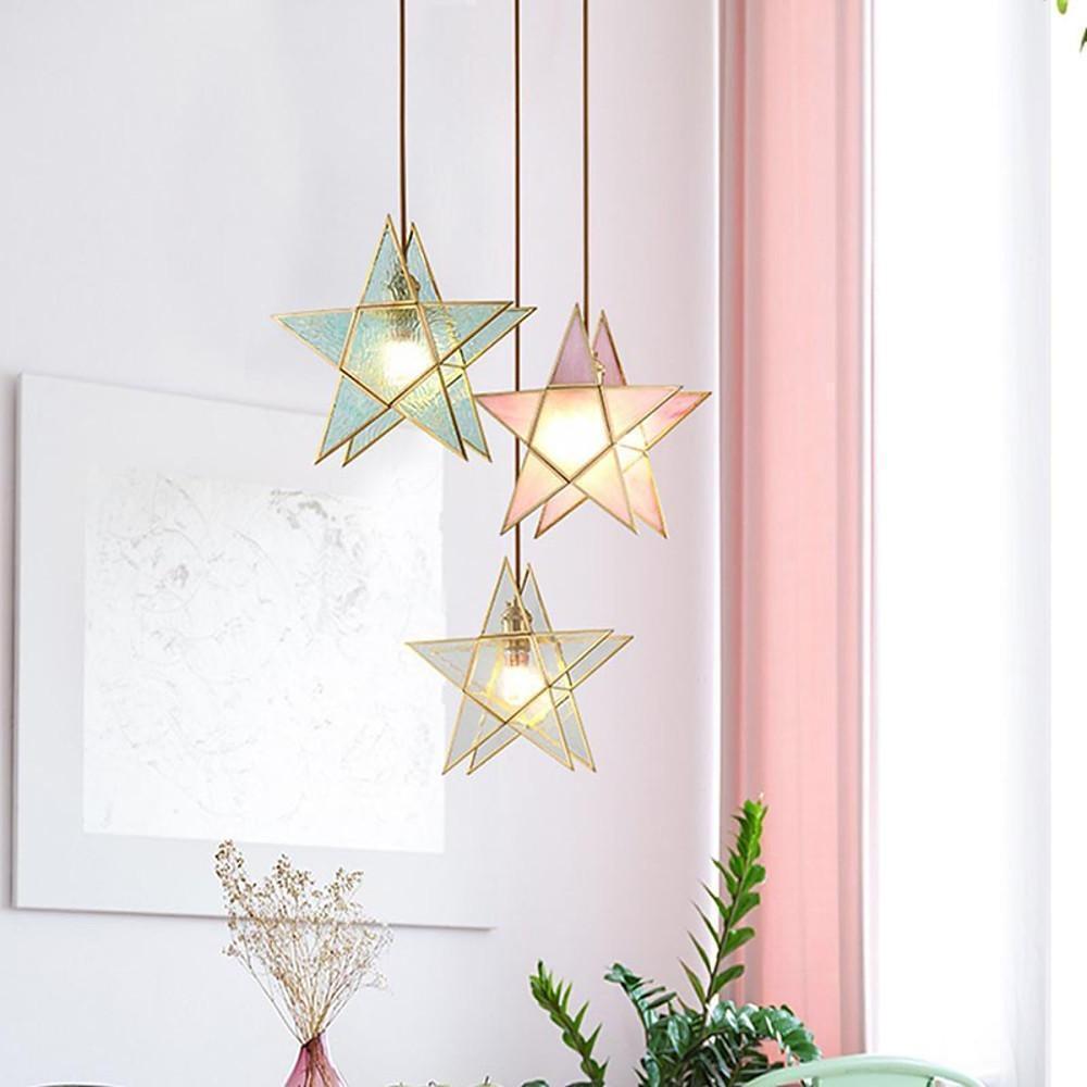 Double Star LED Copper &amp; Glass Pendant Light