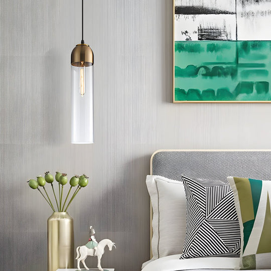 Simple Long Tube Glass Bottle Nordic Simple Small Chandelier Pendant Lights