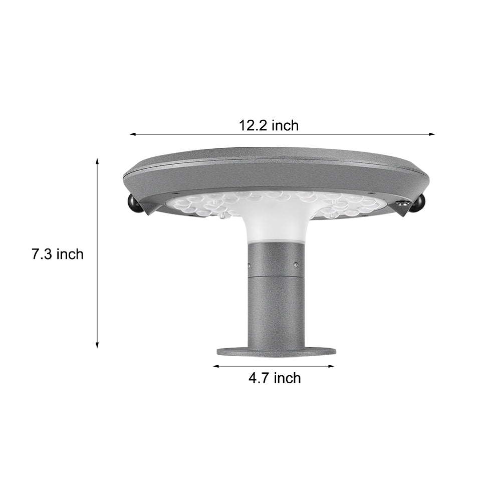 Round Solar Powered LED Post Light with Dual Motion Sensor